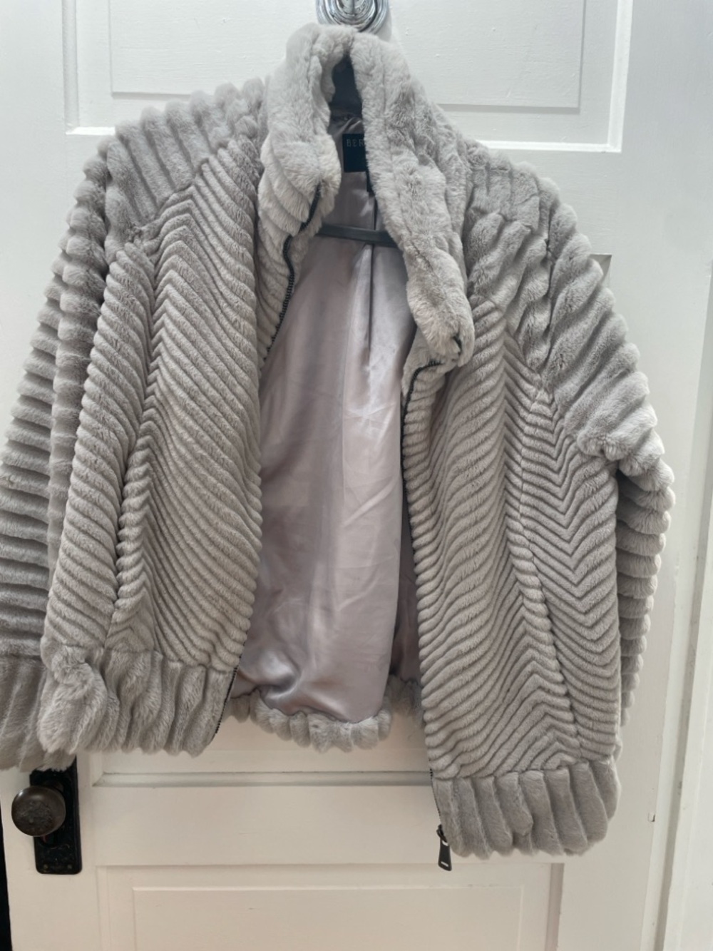 Bernardo Light Gray Faux Fur Jacket so soft!